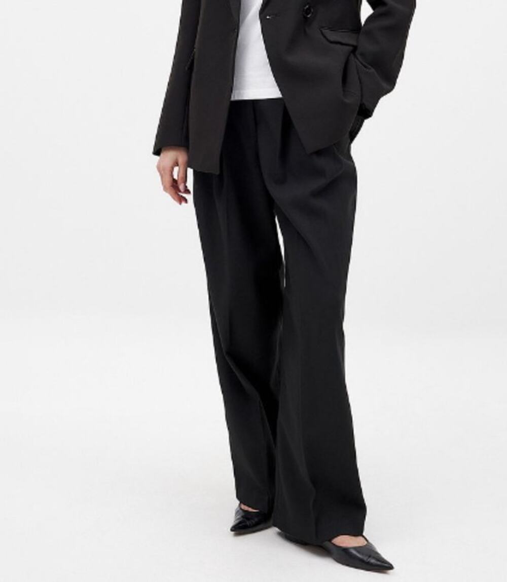 Mathilde Goehler X Na-Kd Pleated Wide Leg Pants Black High Rise Women's 38/US 6